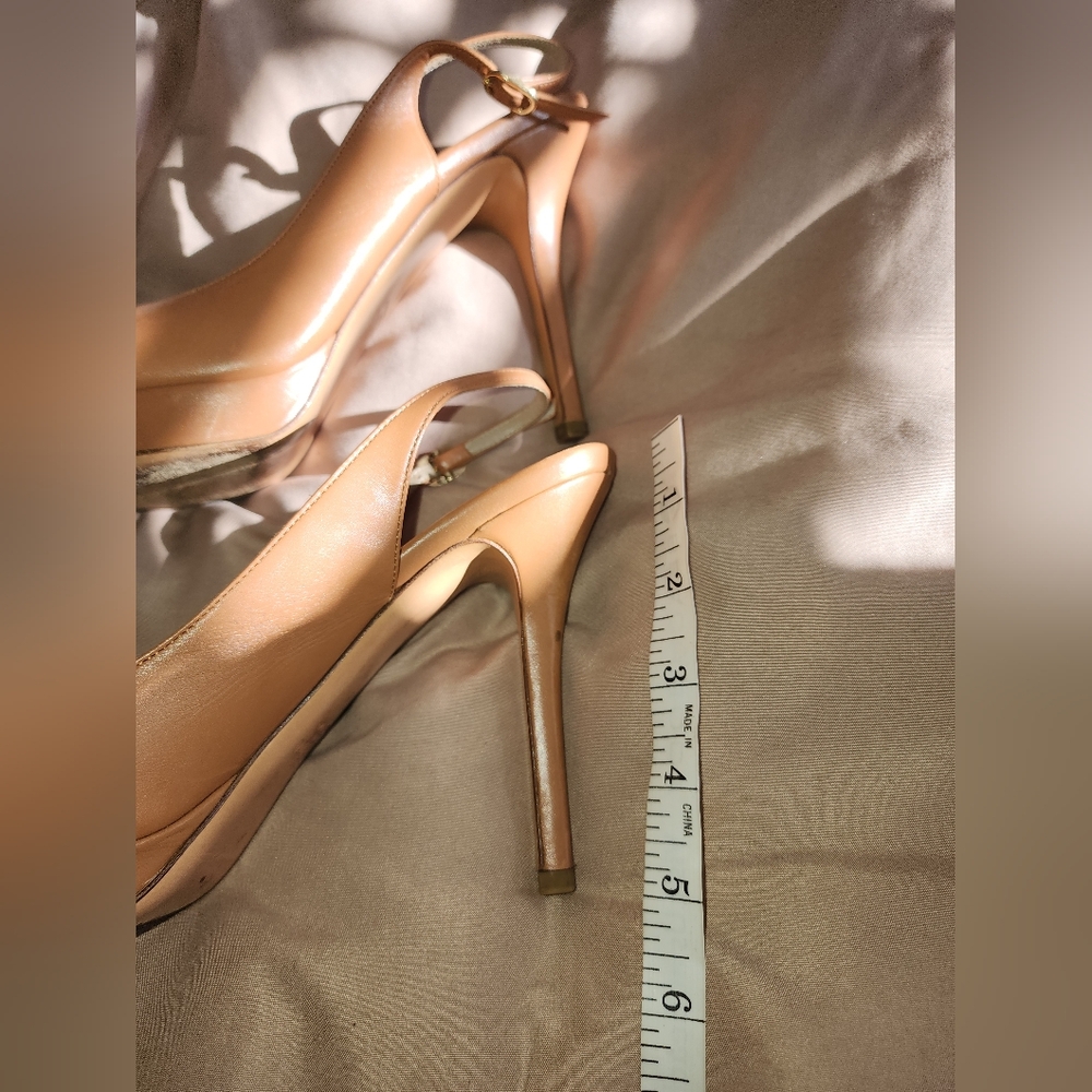 Valentino Garavani Tan Peep-Toe Heels - Picture 7 of 10